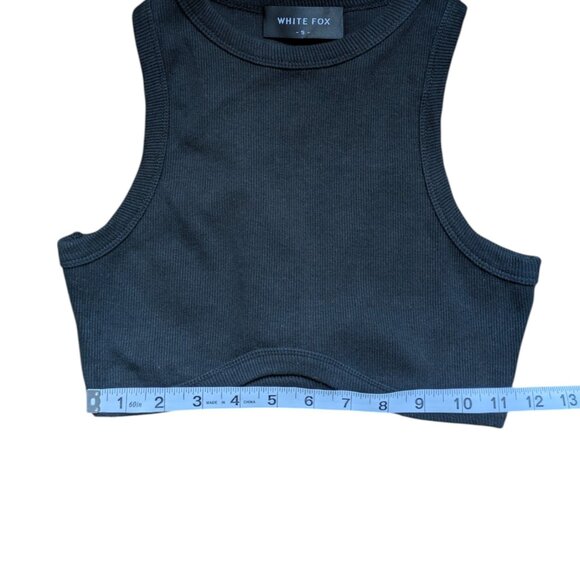 White Fox Boutique Little Ribbed Black Cropped Tank Top Women Size Small - Picture 9 of 12